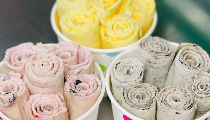 Hand rolled ice cream from Mr. Puffs